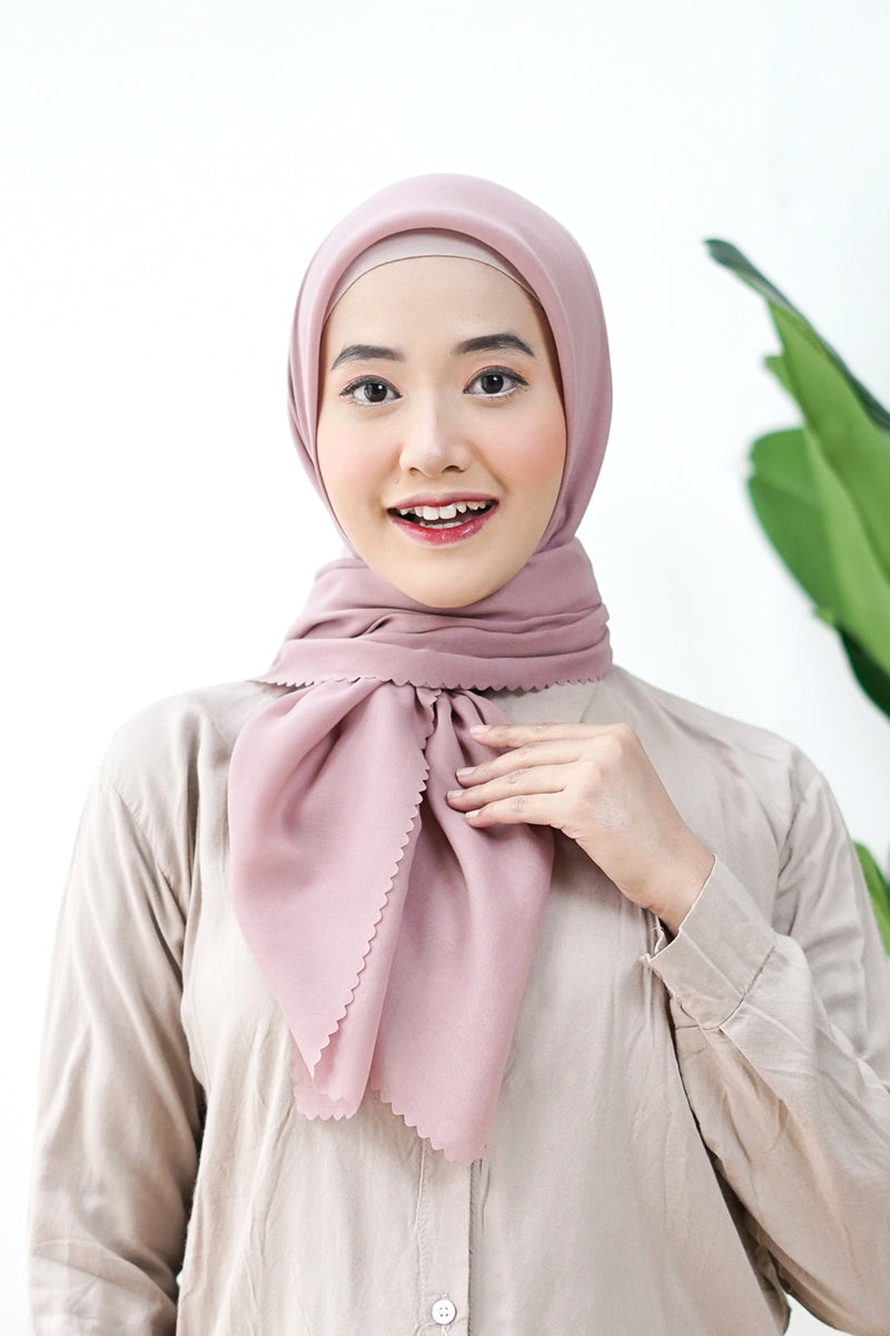 Hijab Aara Plain Lasercut  Rose