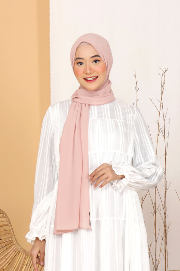 Hijab Pashmina Afsana Embroidery  Baby Pink
