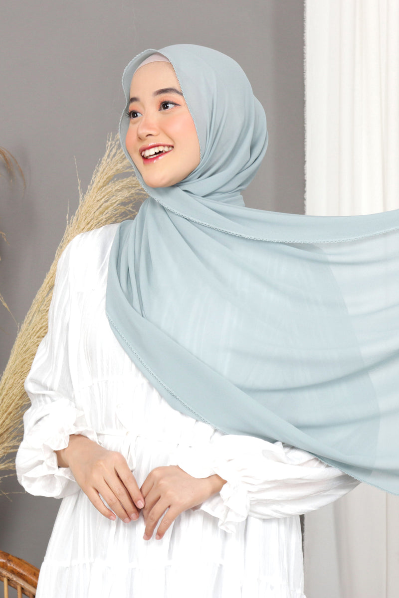 Hijab Pashmina Afsana  Embroidery Teal