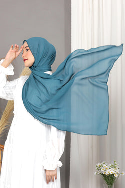 Hijab Pashmina Afsana  Embroidery Emerald
